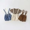 Baby Girl Solid Color Tee Combo Denim Strap Shorts 1-Piece Sets