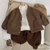 Baby Boy And Girl Solid Color Single Breasted Design V-Neck Thermal Autumn Jacket