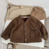 Baby Boy And Girl Solid Color Single Breasted Design V-Neck Thermal Autumn Jacket