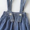 Baby Girl Solid Color Tee Combo Denim Strap Shorts 1-Piece Sets