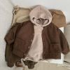 Baby Boy And Girl Solid Color Single Breasted Design V-Neck Thermal Autumn Jacket