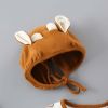 Baby 1pcs Cartoon Bear & Calf Graphic Long Sleeved Soft Bodysuit With Hat