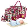 5PCS Baby Nappy Diaper Bags Set Mummy Diaper Shoulder Bags w/ Nappy Changing Pad Insulated Pockets Travel Tote Bags