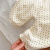 Baby Dot Pattern Cartoon Bear Patched Design Jumpsuit With Hat