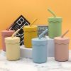 Baby Food Grade Silicone Straw Water Cup Training Leakproof Drop Resistant Drinking Cups