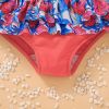 Baby Girl Floral Pattern Belted Sling Tops Combo Ruffle Triangle Shorts Swimsuit