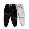 Baby Girl Letter Graphic Solid Color Fleece Trousers