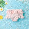 Baby Girl Floral Pattern Ruffle Hem Tops Combo Triangle Shorts Swimsuit