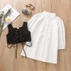 Baby Girl Solid Color Long Sleeved Dress With A Belt Tied