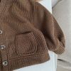 Baby Boy And Girl Solid Color Single Breasted Design V-Neck Thermal Autumn Jacket