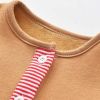 Baby Girl Striped Quarter Button Design Solid Color Long Sleeves Triangle Bodysuit