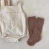 Baby Solid Color & Plaid Pattern Corduroy Fabric Strap Bodysuit