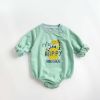 Newborn Baby Cartoon Graphic Shoulder Buckle Design Soft Onesies Bodysuit