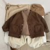 Baby Boy And Girl Solid Color Single Breasted Design V-Neck Thermal Autumn Jacket