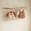 Baby Solid Color Shirt Combo Corduroy Fabric Strap Onesies Sets