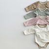 Baby Girl Solid Color Long Sleeves Soft Cotton Intimate Bodysuit