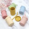 Baby Food Grade Silicone Straw Water Cup Training Leakproof Drop Resistant Drinking Cups