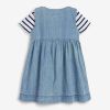 Baby Girl Cartoon Vegetable Embroidered Pattern Button Front Denim Vest Dress