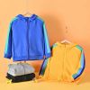 Baby Boy Side Colorful Striped Pattern Zipper Front Design Coat With Hat