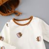 Baby 1pcs Cartoon Bear & Calf Graphic Long Sleeved Soft Bodysuit With Hat