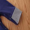 Baby Boy Striped Pattern Quarter Button Design Long Sleeved Romper