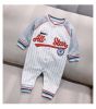Baby Boy Striped Graphic Colorblock Sleeves Design Jumpsuit