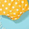 Baby Girl 2pcs Polka Dot & Animal Graphic Ruffle Hem Tops Combo Triangle Shorts Swimsuit