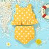 Baby Girl 2pcs Polka Dot & Animal Graphic Ruffle Hem Tops Combo Triangle Shorts Swimsuit