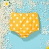 Baby Girl 2pcs Polka Dot & Animal Graphic Ruffle Hem Tops Combo Triangle Shorts Swimsuit