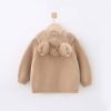 Baby Solid Color Single Breasted Design Handmade Cardigan With Hat