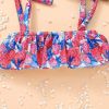 Baby Girl Floral Pattern Belted Sling Tops Combo Ruffle Triangle Shorts Swimsuit