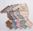 Baby Slogan Print Pattern Long-Sleeved Onesies Combo Solid Pants Sets