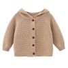 Baby Solid Color Single Breasted Design Handmade Cardigan With Hat