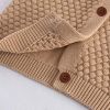 Baby Solid Color Single Breasted Design Handmade Cardigan With Hat