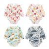 Baby Cartoon Print Pattern Side Button Design Long Sleeve Onesies
