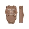 Baby Slogan Print Pattern Long-Sleeved Onesies Combo Solid Pants Sets