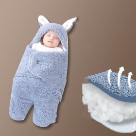Baby Hold Newborn Thickened Out Wrap Swaddle Sleeping Bag (Option: Blue split leg-70x80cm)