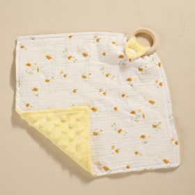 Bite Ring Double-layer Crepe Saliva Towel Baby Doll Square Towel (Option: Beige Small Flower)