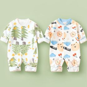 Cotton Long Sleeved Spring Clothing Children's Jumpsuit (Option: Little Forest Rainbow Bear-80cm)