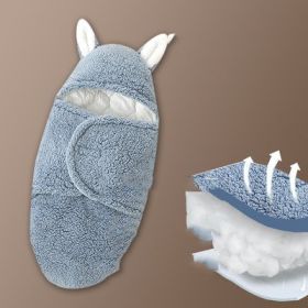 Baby Hold Newborn Thickened Out Wrap Swaddle Sleeping Bag (Option: Round Legs Blue-70x80cm)