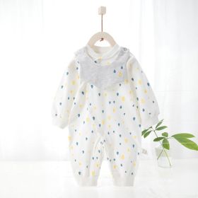 Baby's Pure Cotton Thermal Jumpsuit (Option: Happy rainy season yellow-90cm)