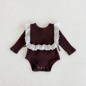 Autumn Solid Triangle Baby Solid Bodysuit (Option: Dark brown-73CM)