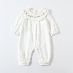 Baby Girl Lace Strap Jumpsuit (Option: White-90cm)
