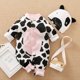 Jumpsuit Spring And Autumn Hooded Baby (Option: LTY2412 Cow-66cm)