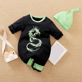 Jumpsuit Spring And Autumn Hooded Baby (Option: SHE3202 Cyan Dragon-80cm)