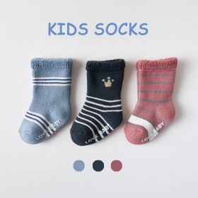 Cotton Children's Socks Terry-loop Hosiery (Option: Crown Stripes-1to3 Years Old)