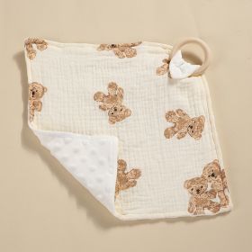 Bite Ring Double-layer Crepe Saliva Towel Baby Doll Square Towel (Option: Double Bears)