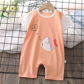 Baby Boy Thin Women's Short-sleeved Jumpsuit Romper (Option: Bubble Fish-90cm)