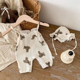 Children's Cute Cartoon Bear Jumpsuit (Option: Beige-73cm)