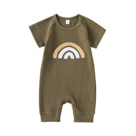 Infant Children Short Sleeve One-piece (Option: Army Green-90)